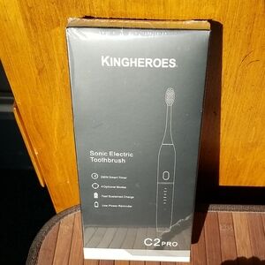 Kingheroes Sonic Electric Toothbrush 8 Brush Heads & Travel Case 4 Modes 2 Min.